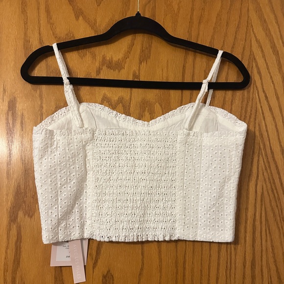 Avec Les Filles White Eyelet Women's Crop Top - NWT - Size S - Picture 2 of 10